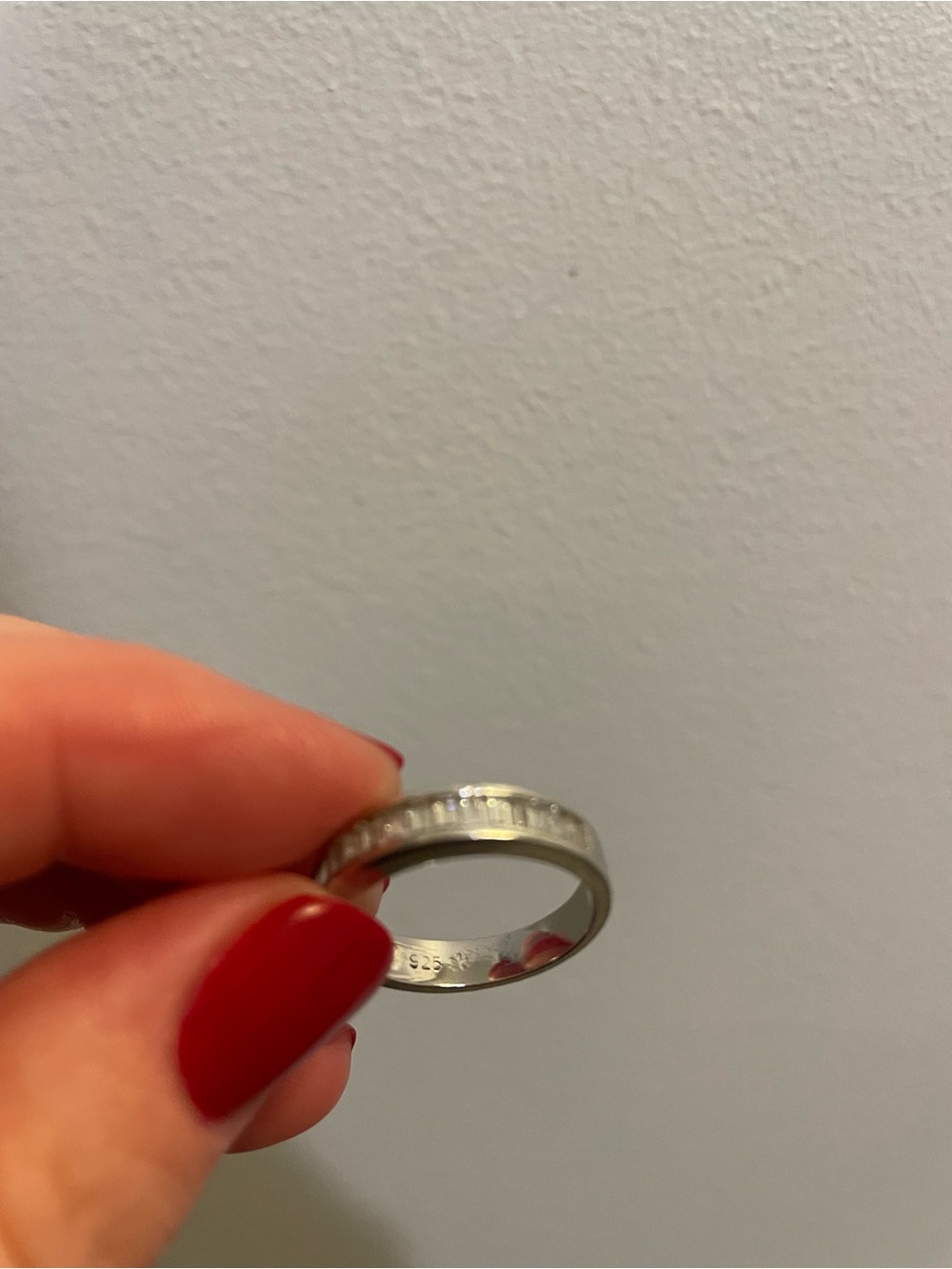 Sterling Silver CZ Band Ring - Silver